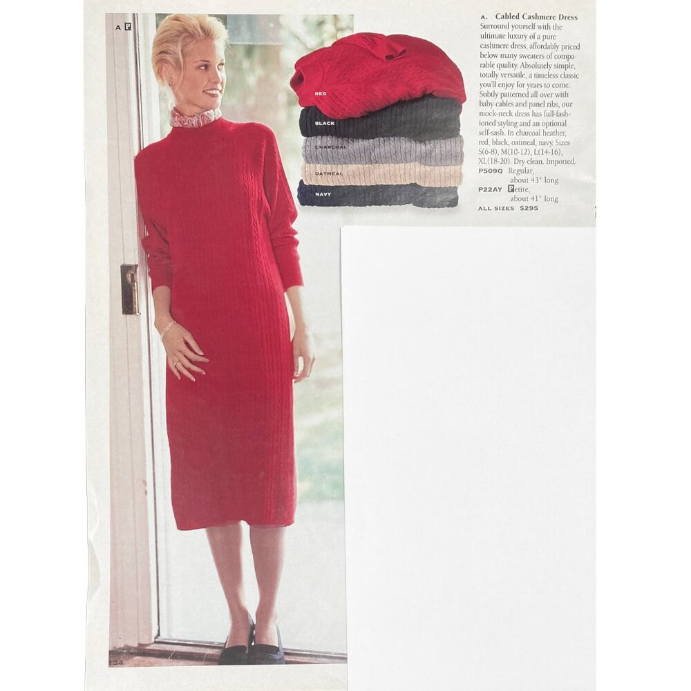 NEW $395 Orvis Cashmere Cable Knit Sweater Dress! L or PL  Red Baby Cables  Sash